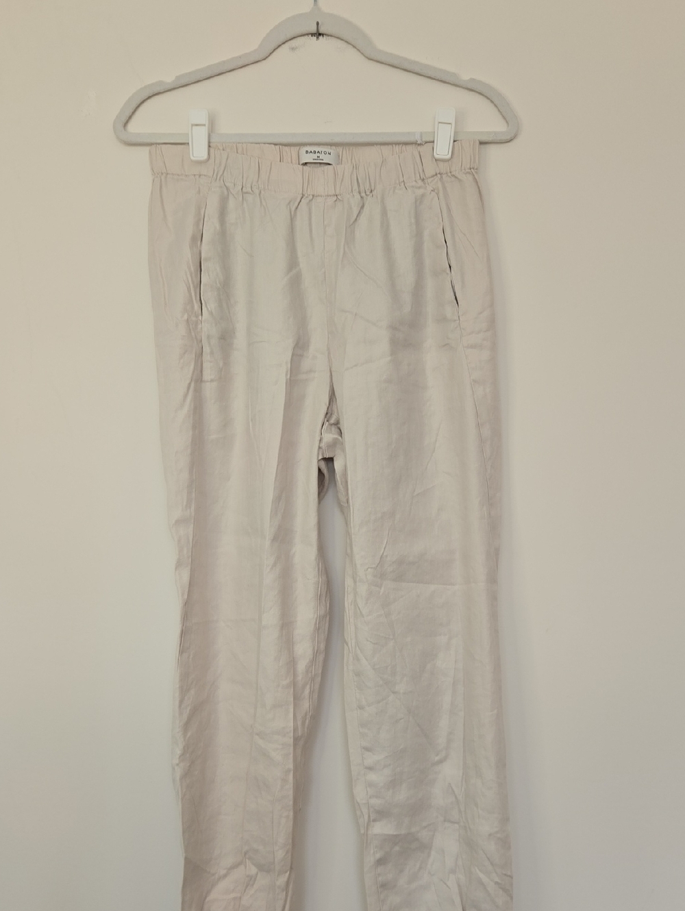 Babaton Beige / Cream Elastic-Waist Linen Blend Joggers Normcore Medium